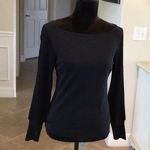 Escada long sleeve knit top, silk/cotton mix, black, size 36